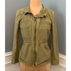 J Crew Jacket Womens S Military Utility Canvas Chore Barn Distressed Full Zip